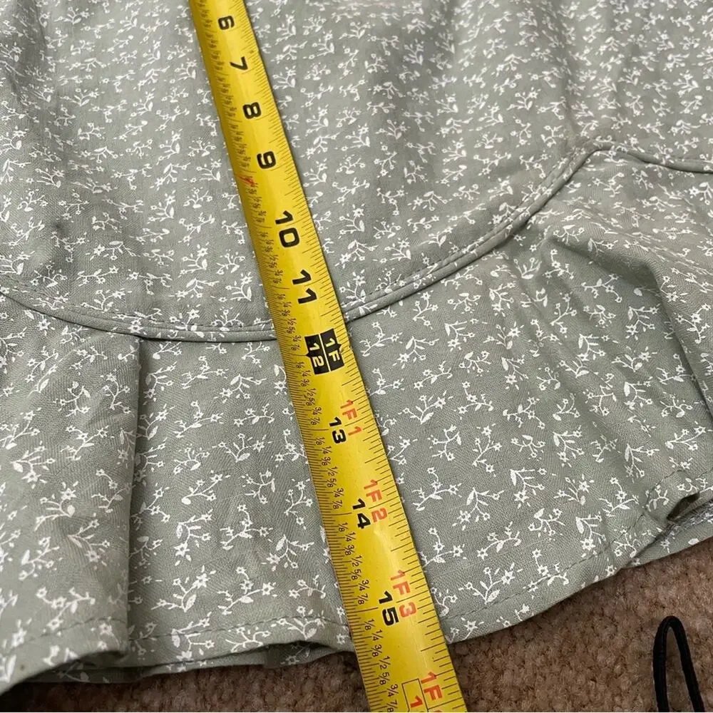 NWT Princess Polly Lepko Mini Skirt Mint Garden Sage Green Ruffle Size US 2